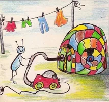 улитка чистит домик.webp